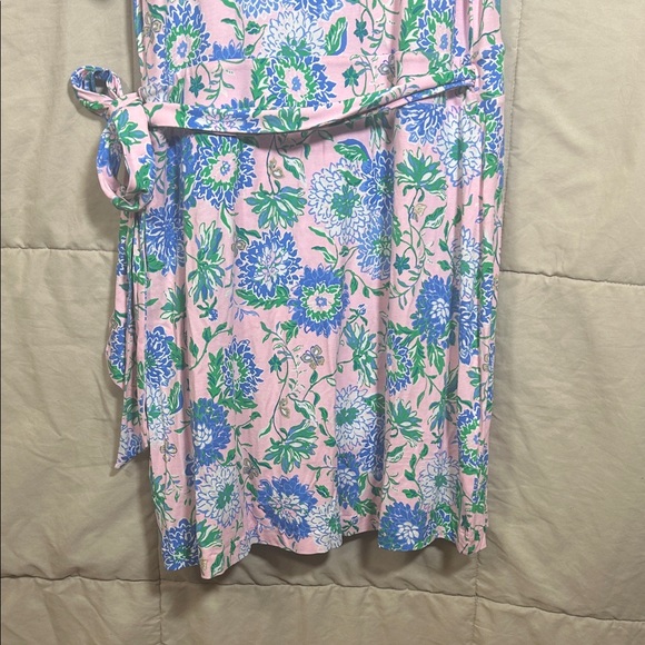 Lilly Pulitzer Floral Wrap Midi Dress in Pink and Blue - Picture 8 of 9
